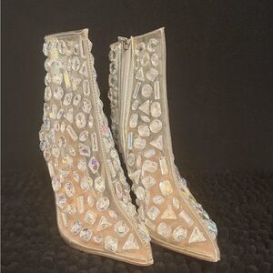 Steve Madden Crystal Embellished Clear Heels